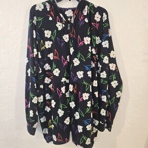 Lug Lounge Shimmy Tropical Palm Flamingo Full Zip Hooded Lounger Hoodie Shirt 3X